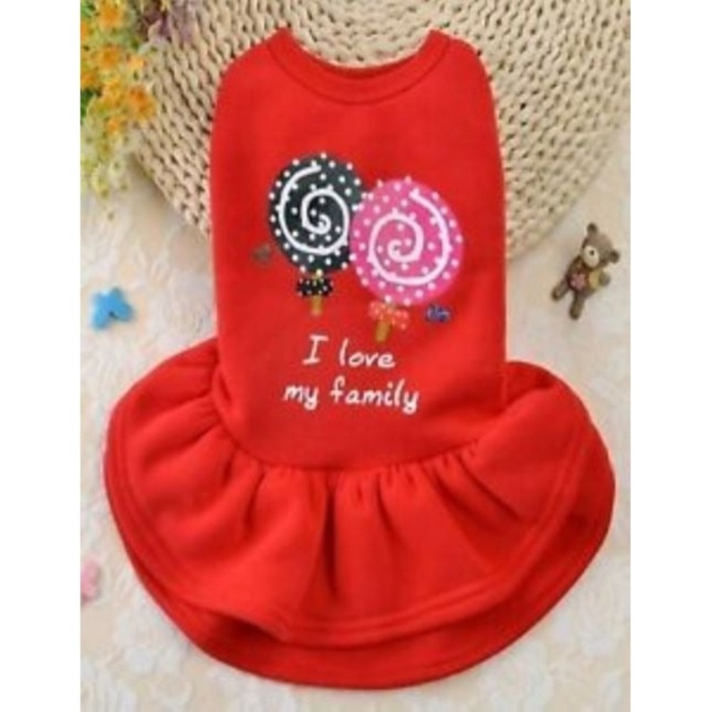 Dog/Pet XSMALL Puppy Ruffle" I Love My Family" Dress‎ Clothing